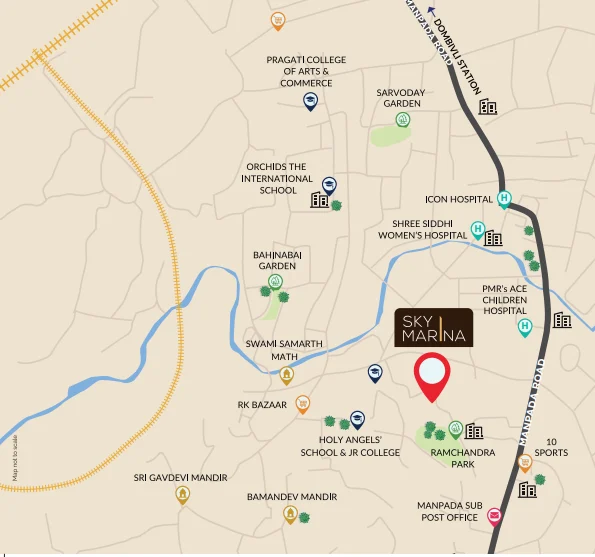 Swaminarayan Sky Marina location map, Nandivali Panchanand, Dombivli East